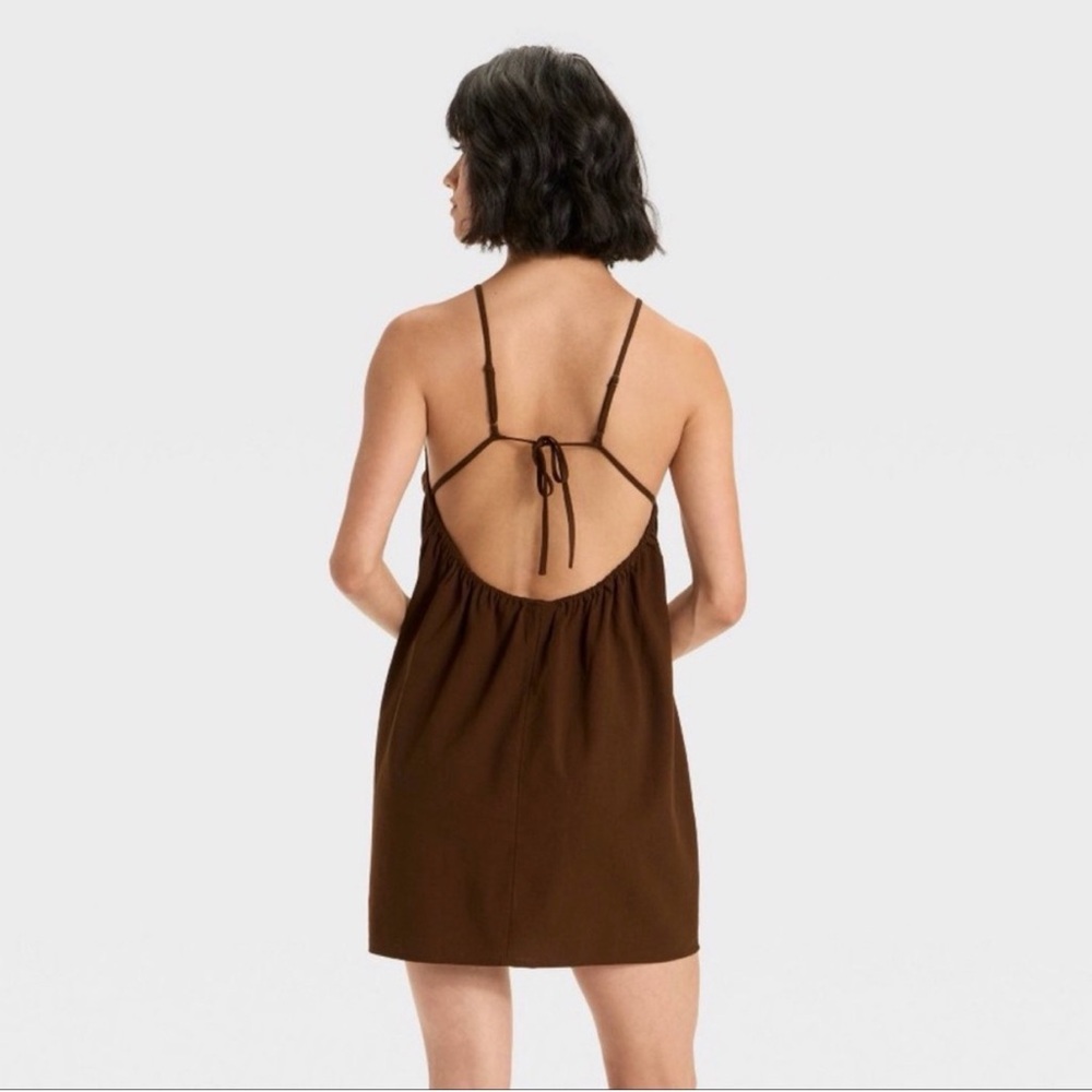 Brown Open Back Dress